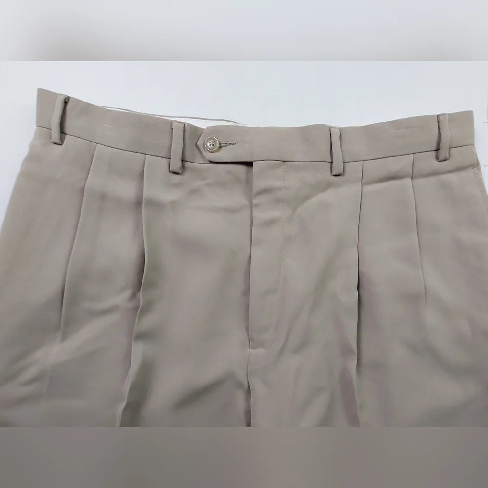 Lauren Ralph Lauren Dress Pants Mens Size 38x32 Khaki Stone Polyester NWT $75.00